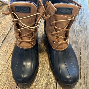 Sperry Women's Navy and Brown Boots- Sz 9.5